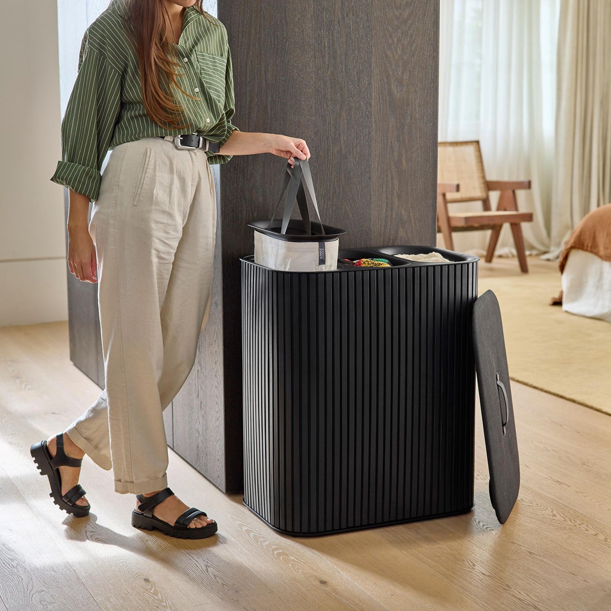 Joseph Joseph Tota Trio Luxe 90-Liter Bamboo Laundry Separation